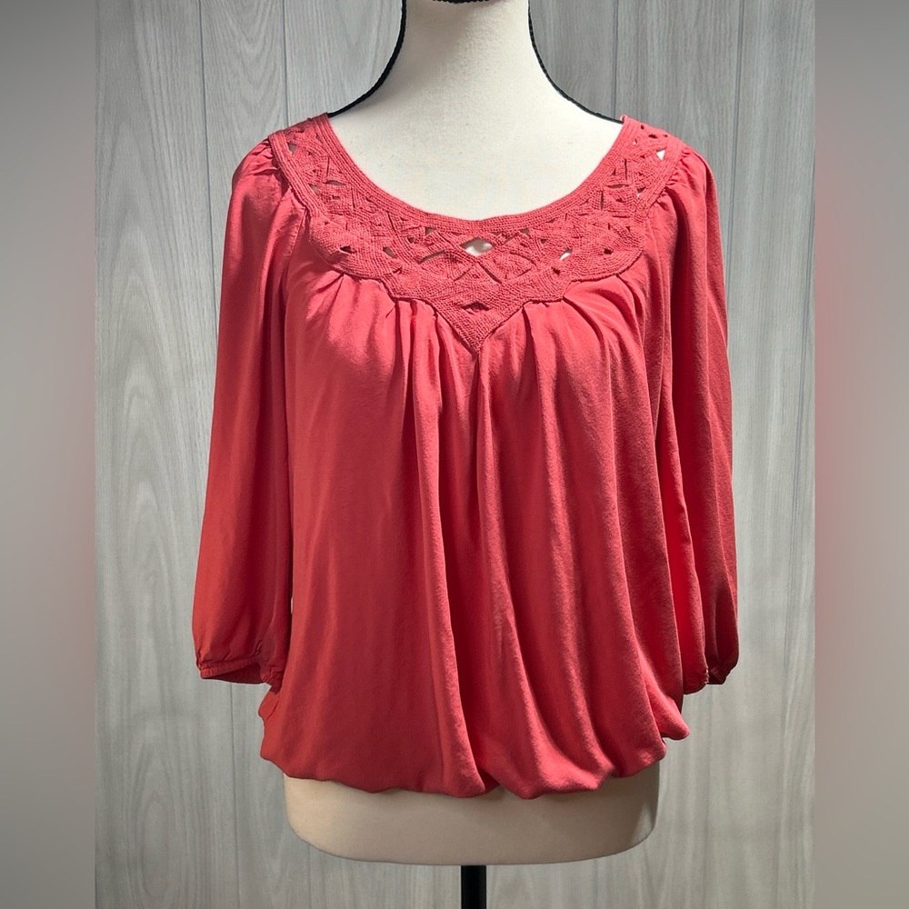 Sophie Max Pink 3/4 Sleeve Blouse Size Small